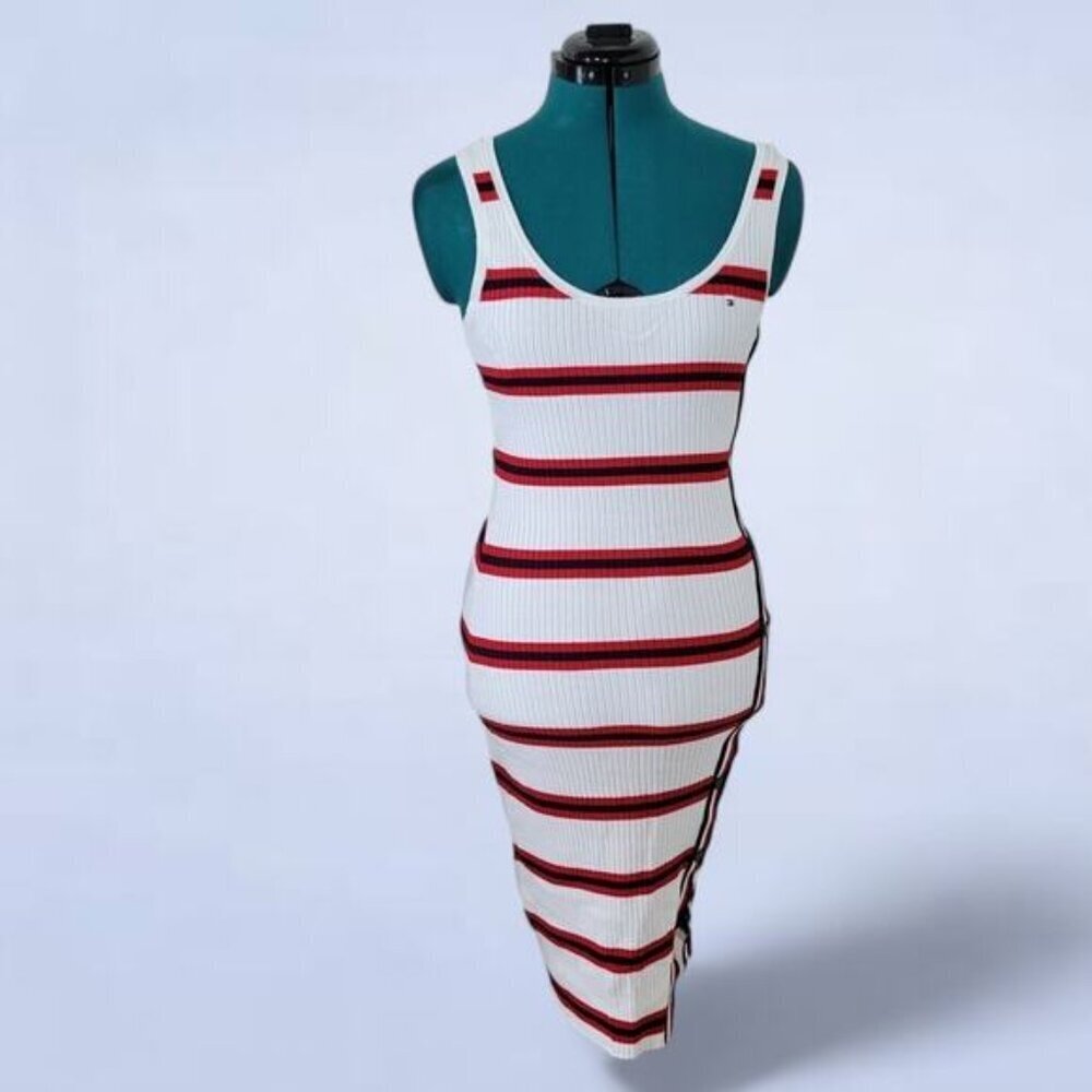 Tommy‎ Hilfiger Striped Sleeveless Ribbed Dress with Snap Button Side - Size XXS